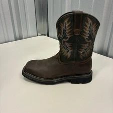 Ariat Men's 9D Sierra Steel Square Toe Western Work Boots Cowboy ATS Embroidered