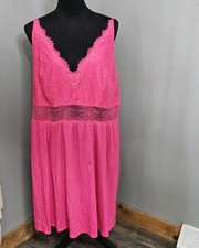 Vintage Lane Bryant Cacique Womens 22/24 Nightgown Pink Lacy Cotton Chemise