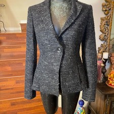 Armani Collezioni Women s Black Wool Blend Blazer Sz 8 Lined Side Pkts. 1 Btn.