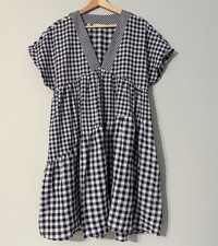 NWT Anthropologie 11.1 TYLHO Plaid Navy White Gingham Tunic Dress Size M