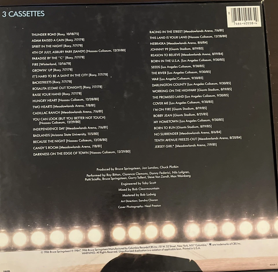 Bruce Springsteen & The E Street Band Live/1975-85, 3 Cassette set. NM/EX - Image 2 of 4