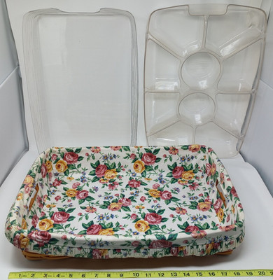 Longaberger Hostess Large Serving Tray Basket with Liner and 10-Way Divider 1997