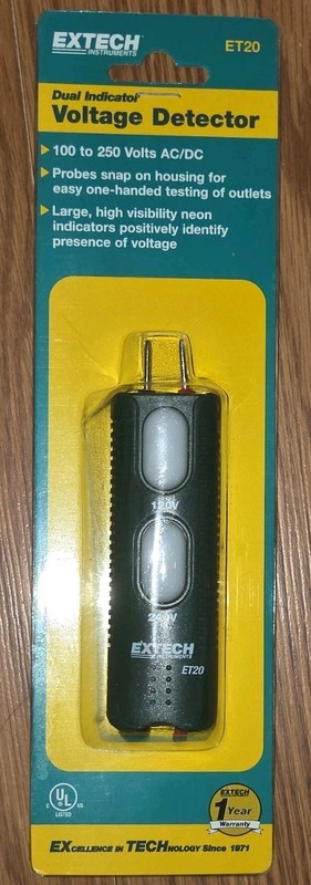 Extech Instruments ET20 Dual Indicator Contact Voltage Detector 100-250V AC/DC
