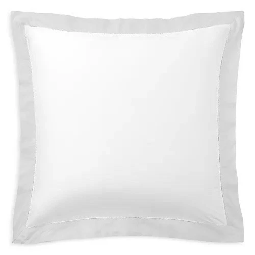 Borde de satén de algodón orgánico Ralph Lauren Euro Sham blanco/platino (frontera) $185 Foto 2 de 4