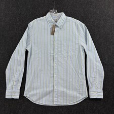 J Crew Broken-In Oxford Shirt Men's Medium Blue Stripe Slim Fit Button Down