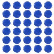 30Pcs Fluffy Soft Faux Fur Pom Poms for Hats with Elastic Loop, Dark Blue