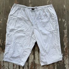 Just My Size Classic Capri Pants Women 4XL White Below Knee Elastic Waist Cotton