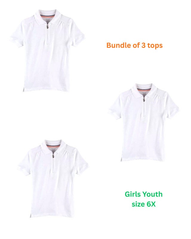 New Bundle of 3 French Toast Uniform Tee Tops White Girls Youth zipper small 6X