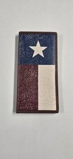 3D Men's Brown Bifold Wallet w/ Texas Flag Design, ID Window, Credit Card