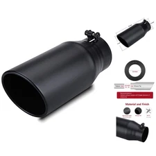Durable Black Powder Coated Stainless Steel Exhaust Tip - 3.5" Inlet, 5" Outlet