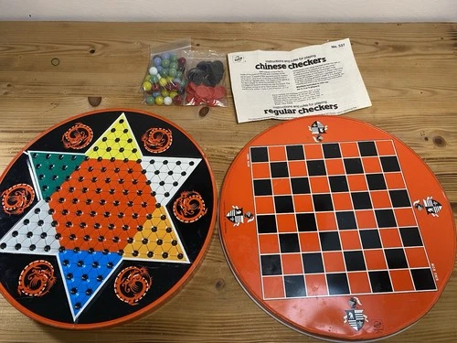 Vintage Ohio Art 2 In 1 Chinese & Regular Checkers 12" Round Game