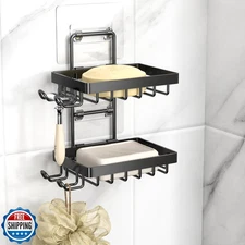 Moforoco Double Soap Bar Holder for Shower, No Drilling, 304 Stainless Steel,