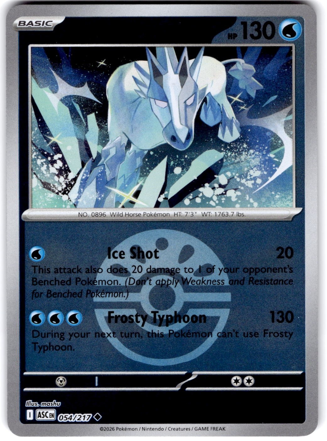 Pokemon Glastrier Ascended Heroes 54/217 Pokeball Holo Near Mint English