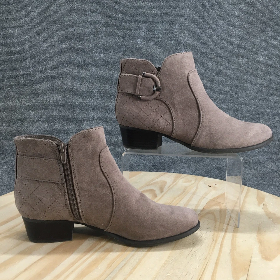 Botas Unisa Para Mujer 8M Taupe Miola Botín al Tobillo Cremallera Lateral Puntera Almendra Gamuza Informal Foto 2 de 4