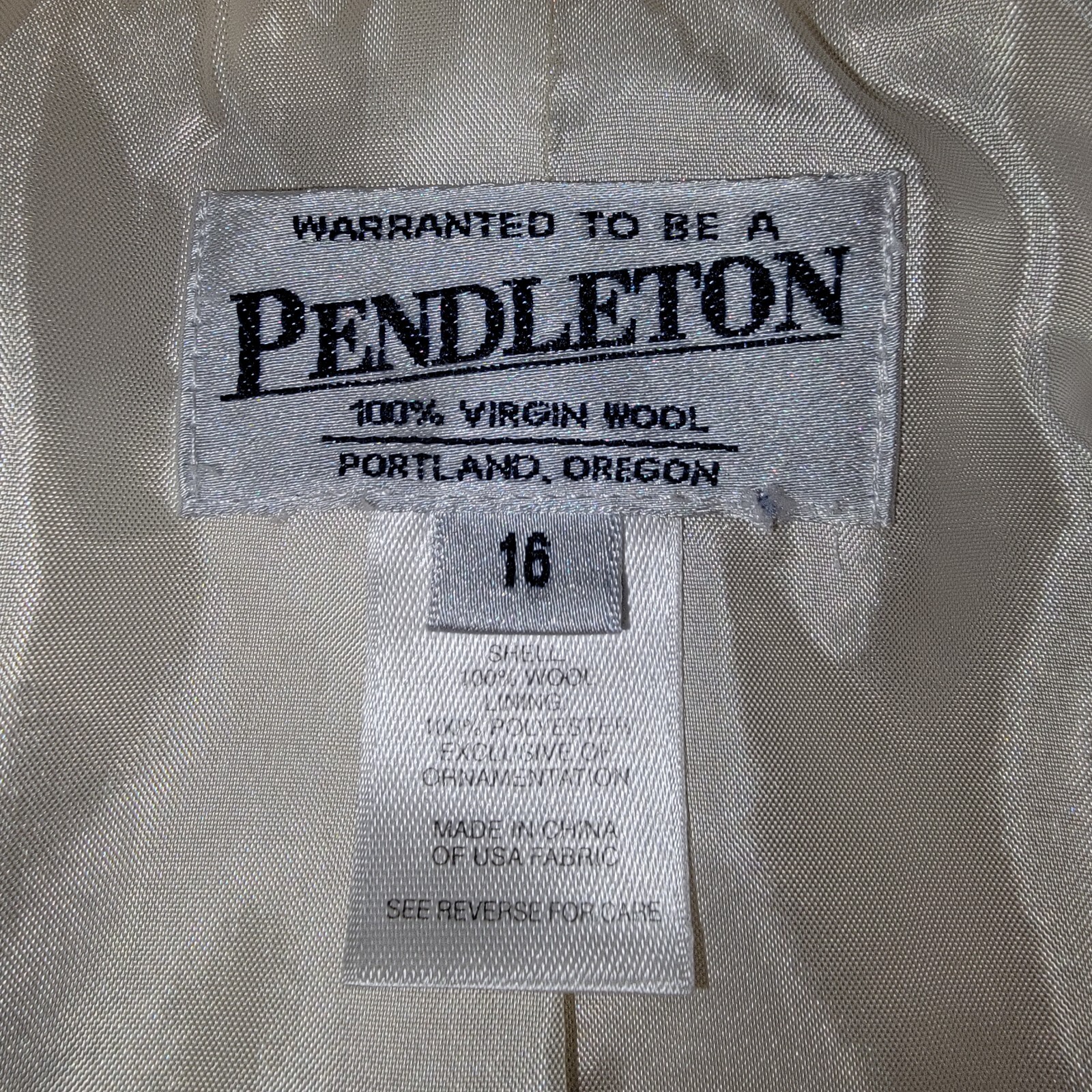 Pendleton ivory wool damask stitching jacket size… - image 4