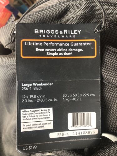 Briggs & Riley Baseline-Large Weekender Travel Satchel Black Nylon One Size 256 - Picture 3 of 9