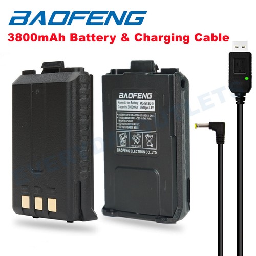 Baofeng 3800mAh Extended Battery & USB Charging Cable for UV-5R BF-8F 9F Series - Picture 17 of 21