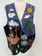 Hand Made Noah’s Ark Vest Women’s 21.5” Bust Religious Reversible Granny Core 