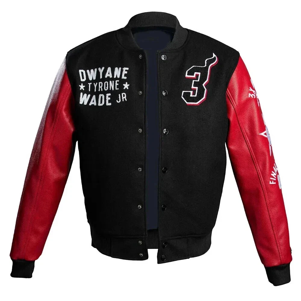Letterman L3GACY Dwyane Wade Red and Black Varsity Jacket