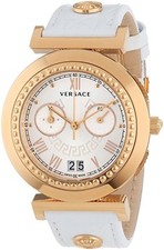 Versace Women's VA9030013 Vanity White Leather Chronograph Date Watch