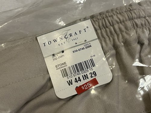 New With Tags Men’s Town Craft & St John’s Bay Pants Khaki Stone 44 x 29 - Picture 3 of 6