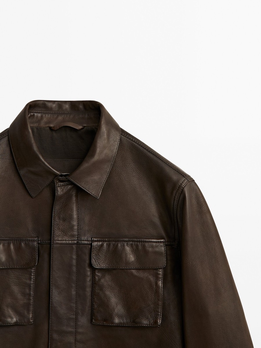 New Massimo Dutti Tumbled Leather Jacket 3302/222 Brown M New Massimo Dutti Tumbled Leather Jacket 3302/222 Brown M