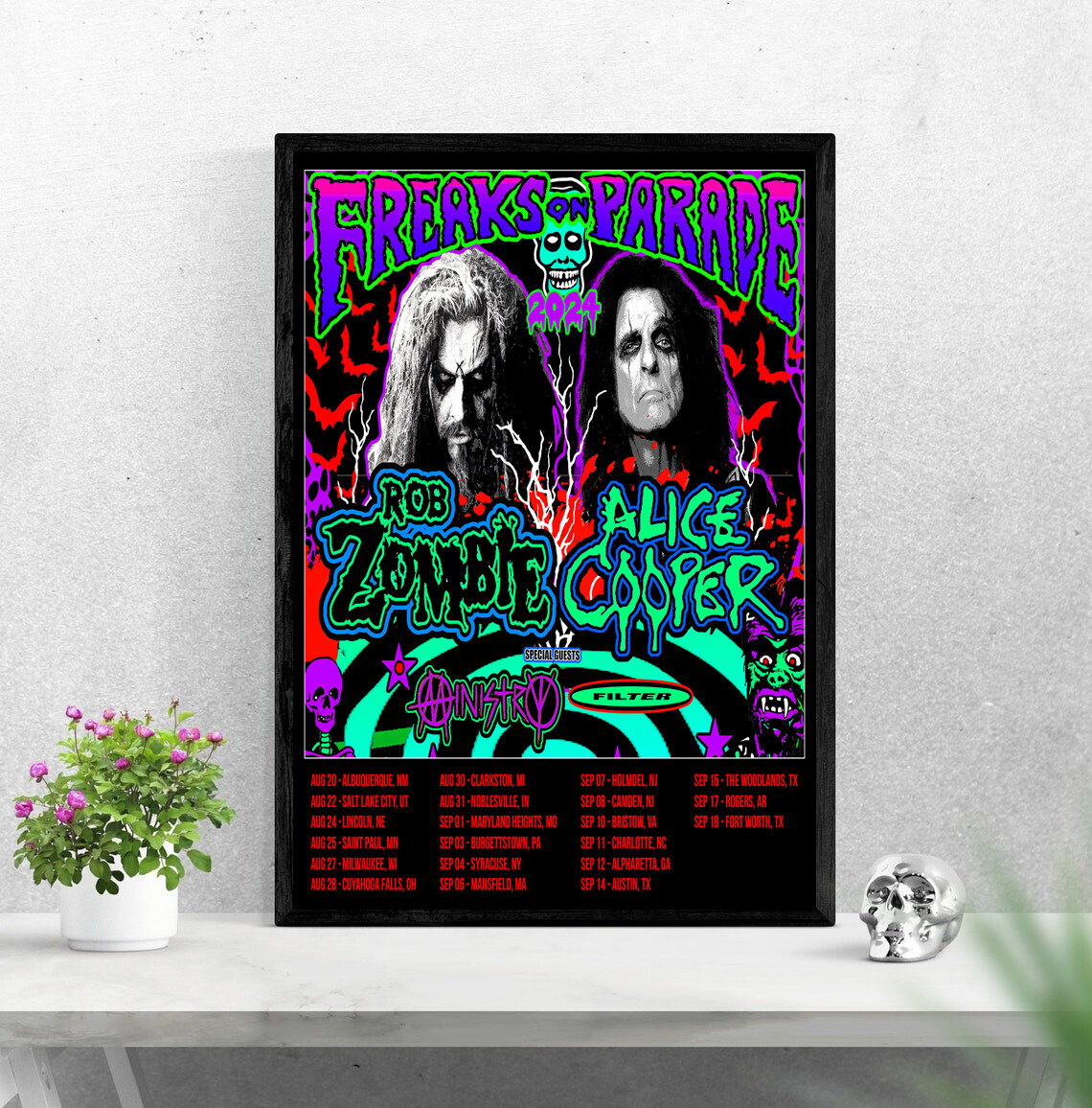 Rob Zombie And Alice Cooper Freaks On Parade 2024 Tour poster