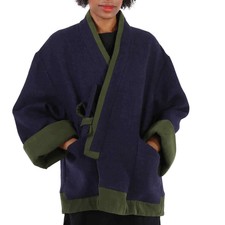 Kenzo Ladies Midnight Blue Wool Kimono Coat