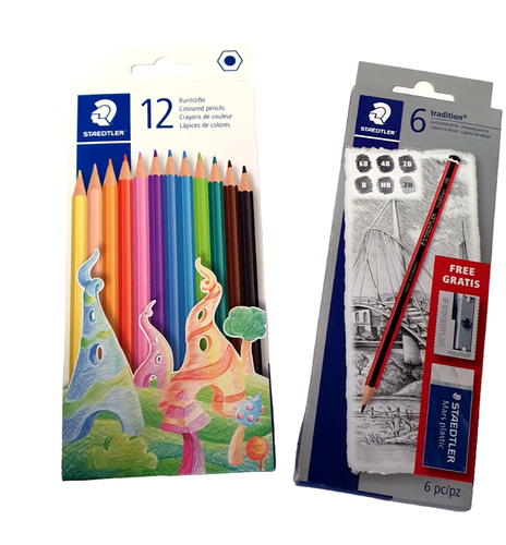 A4 Artist Hardback Spiral Sketchbook with Staedtler Sketching & colour Pencils - Picture 2 of 4