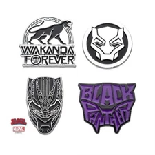 Marvel Comics Enamel 4 Pin Set New MIP Wakanda Forever Black Panther Black Box