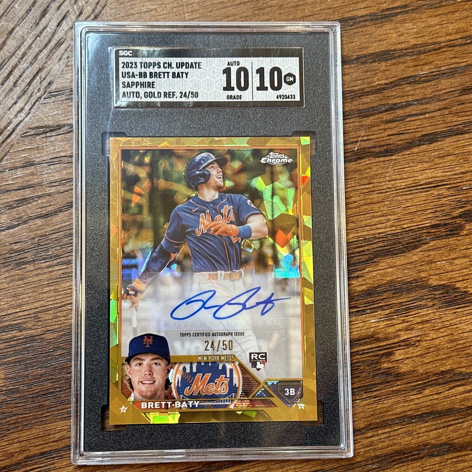 2023 Topps Chrome Update Sapphire Brett Baty Rookie Auto gold 24/50 Mets USA-BB