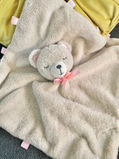 LOVEY SECURITY BLANKET Teddy Bear w/ Pink Tabs Baby Girl Plush Fleece Kelly Toys