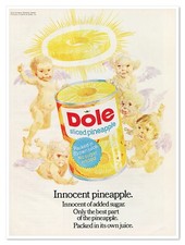 Dole Sliced Pineapple Innocent Cherubs Vintage 1972 Full-Page Print Magazine Ad