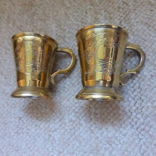 EPNS Small Decorative Cups  with etched design - Set of 2