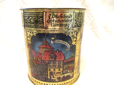Vintage~German Lebkuchen~Gingerbread Icing Cookie Biscuit Decorated Tin~1980's
