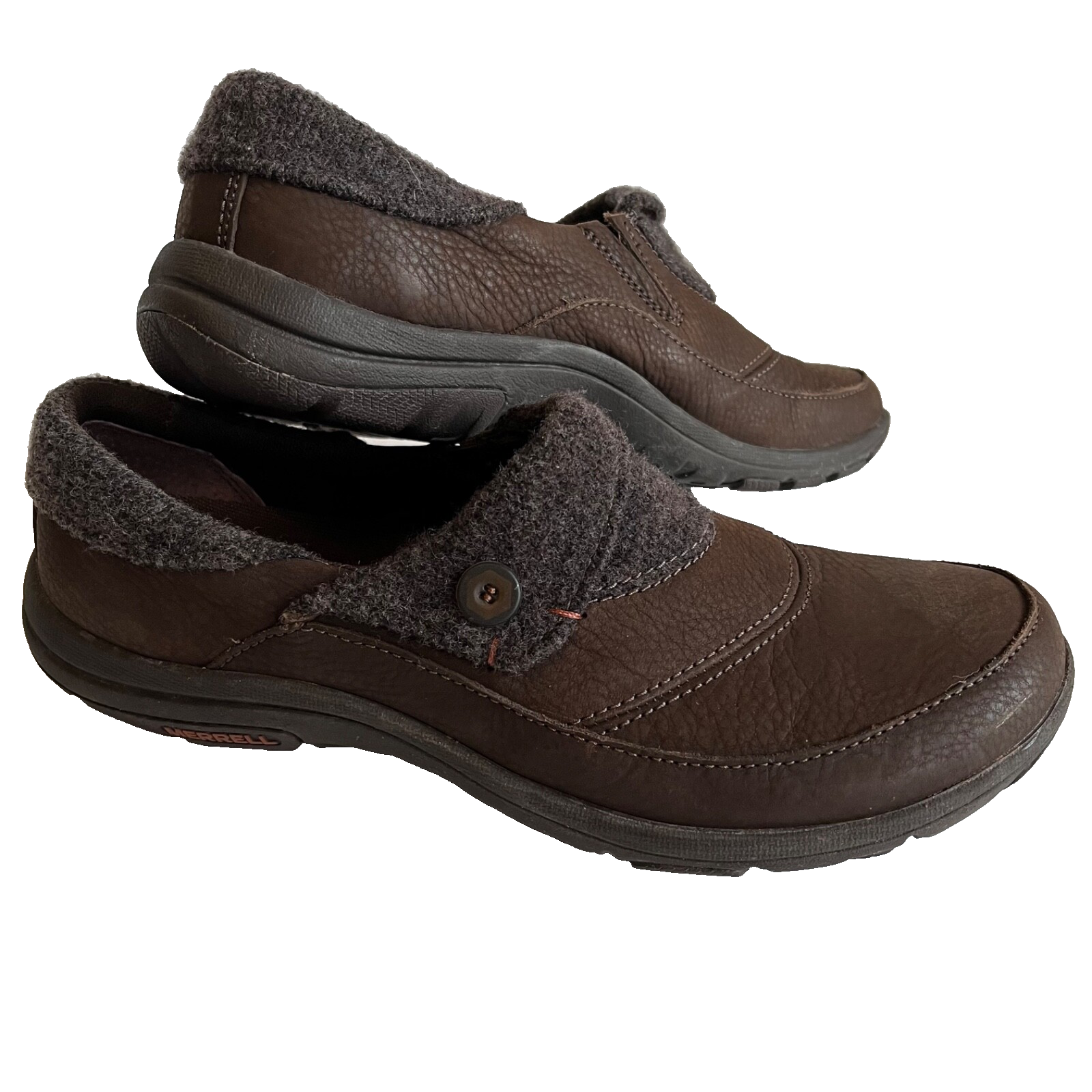 Scarpe Merrell Bracken in pelle marrone casual slip on mule comode da donna 9 5