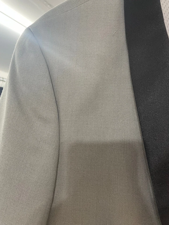 Gray with Black shawl lapel tuxedo Jacket - Image 4 of 4