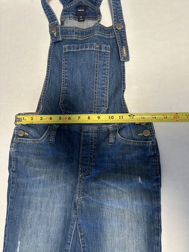 GAP Overalls Girls XL 12/13 Blue Medium Indigo Denim Distressed Loose Fit - Picture 7 of 9
