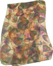 Sheer Fall Leaf Print Scarf Green Purple Peach Tan Autumn Rectangle 19x62