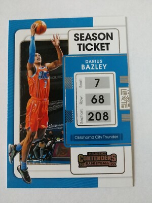 2021-22 Panini Contenders Game Ticket Edition Darius Bazley Oklahoma thunder 