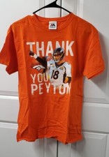 Peyton Manning Denver Broncos Men's Tshirt M Orange Football Majestic Thank You