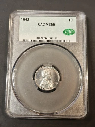 1943 1C Steel Cent Lincoln Wheat One Cent NGC MS66 BEAUTIFUL CAC Graded