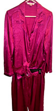 Victoria Secret Vintage Women's XL Purple Pink Satin Pajama Set Long Sleeve