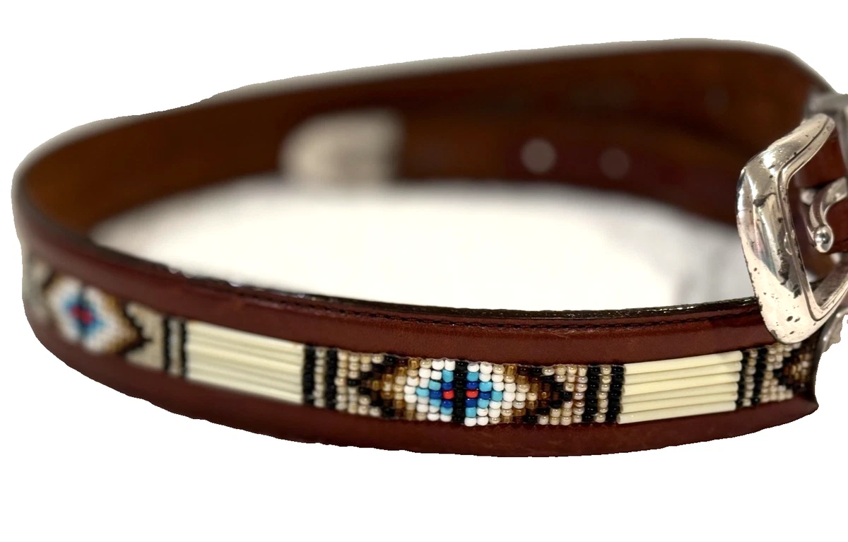 Vintage Brazos Joe Western Tooled Leather Belt Turquoise & “KEN” Unisex Sz 38 There main image 4