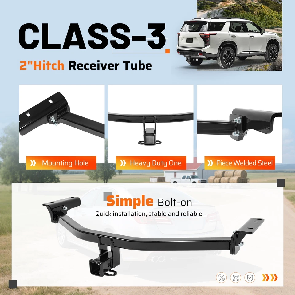 Class 3 Trailer Hitch 2" Receiver For Nissan Pathfinder Infiniti QX60 2022-2025 Foto 4 de 4