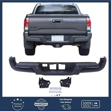 Black Rear Bumper Assembly W Parking Sensor Holes For 2016-2023 Toyota Tacoma Black Rear Bumper Assembly W Parking Sensor Holes For 2016-2023 Toyota Tacoma
