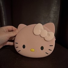 Hello Kitty Pink Face Makeup Bag Zip Pouch Case with Zipper Closure