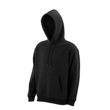 Black Men's Hoodie - 56 Polyester 44 Cotton Fleece, Warm  Lightweight