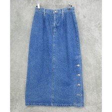 Vintage Roughrider Skirt Womens 4 Denim Western Concho Buttons Maxi Southwestern