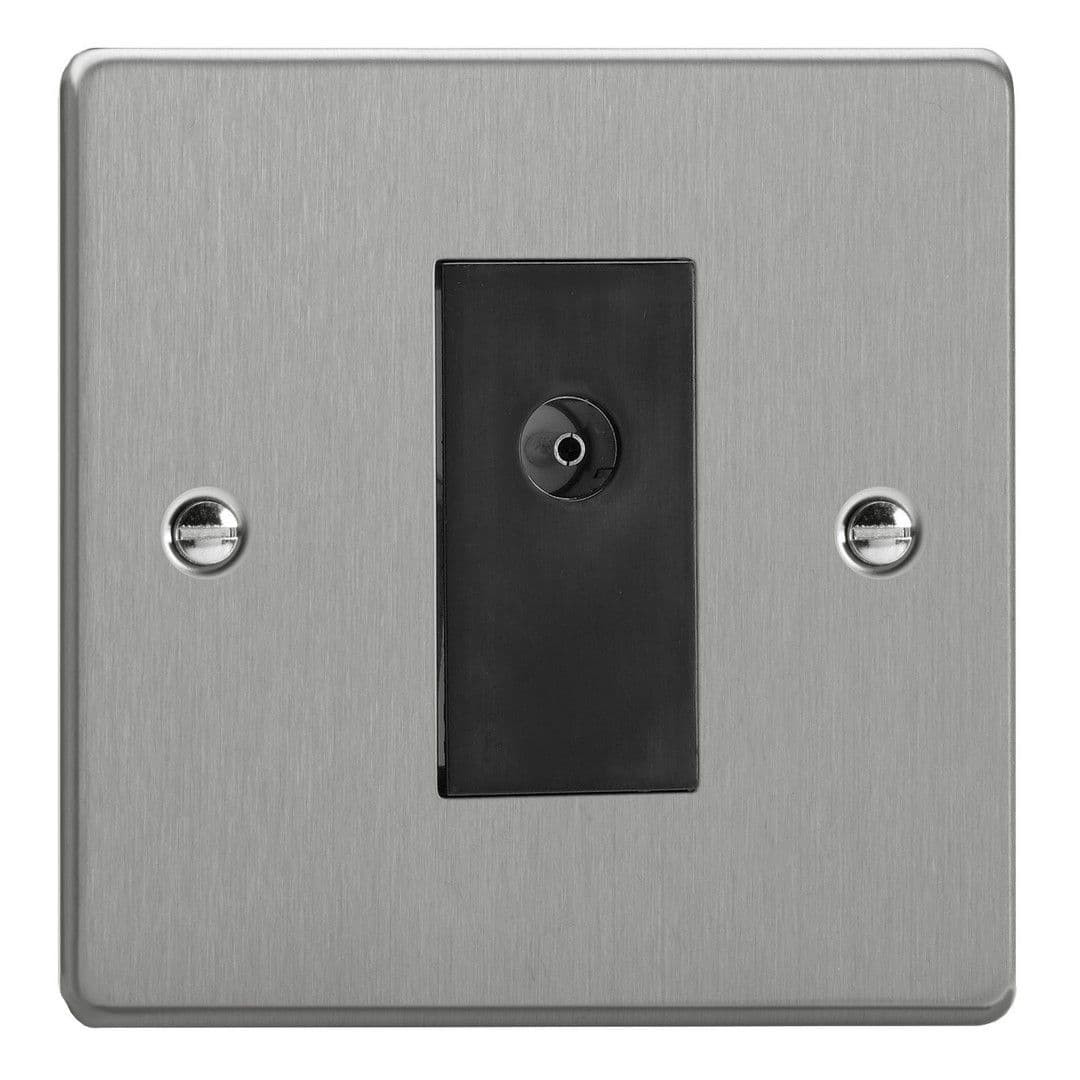 Varilight XDE8ISOB.BS Essential Brushed Steel 1 Gang TV Socket Isolated Co-axial
